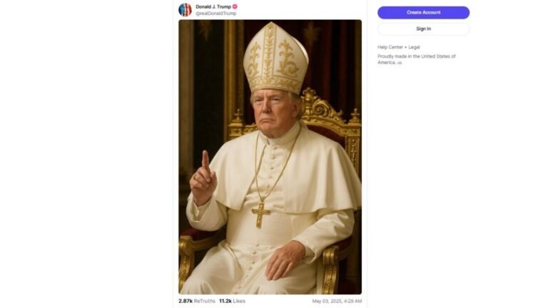 Polêmica: Donald Trump publica imagem de IA vestido de Papa nas redes sociais
